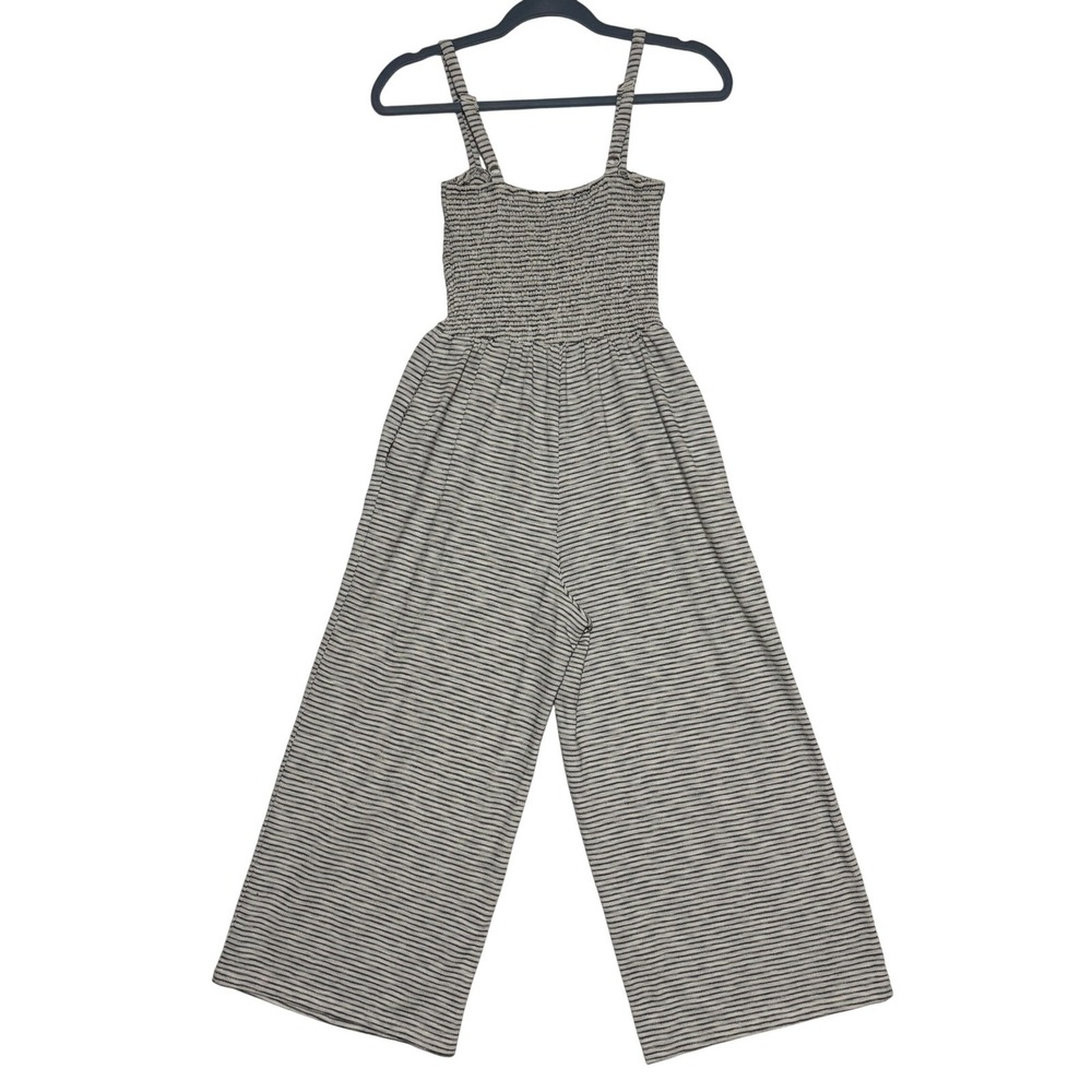 Old Navy Striped Wide‎ Leg Jumpsuit Womens XS Black White Smocked Excellent - Picture 3 of 8